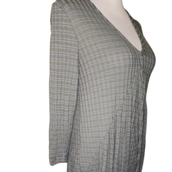 Lazy Sundays Knee Length Dress Small Vneck 3/4 Sleeves Lightweight Lagenlook - Picture 6 of 6